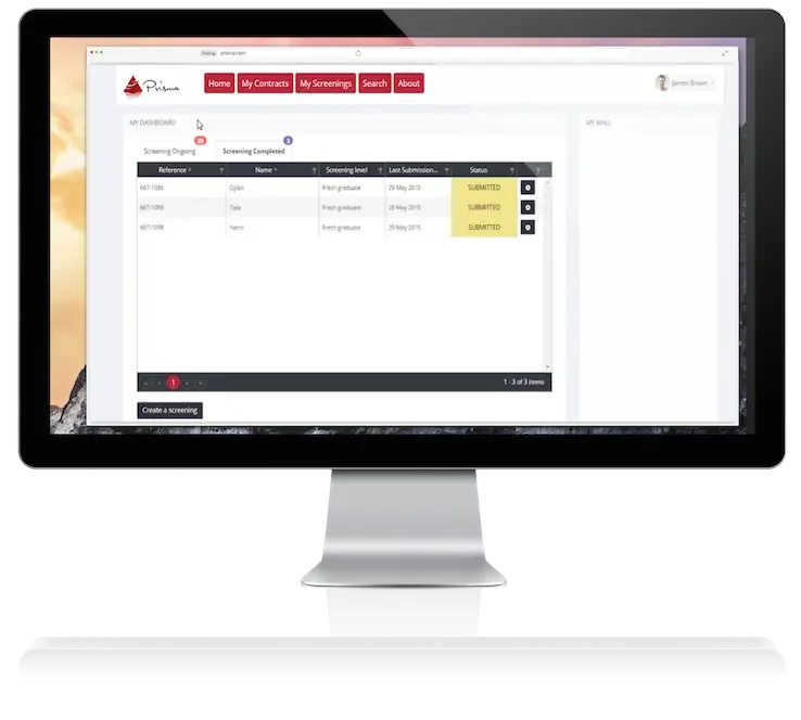 Prisma’s case list shown on a desktop monitor
